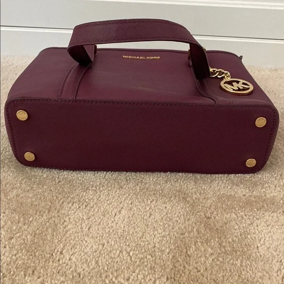 Michael Kors Red Leather Tote with Gold Charm - Picture 12 of 12